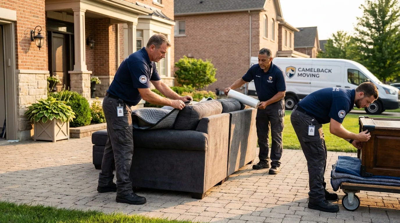 Large estate moving crew wrapping furniture in Bonduel, WI